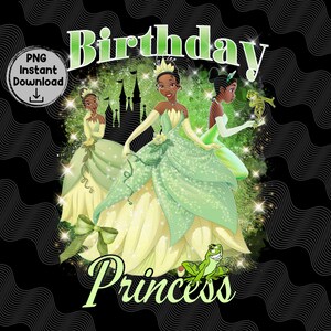 Tiana Birthday PNG, Princess and the frog, sublimation for DTF Iron On heat transfers, Birthday Princess Tiana, Custom Birthday Girl Graphic