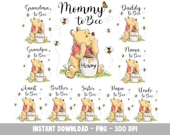 Family Bundle T-shirt Sublimation, Pregnancy Announcement Shirt Iron On Graphics, Mommy to Bee, Daddy to Bee, Bee theme png
