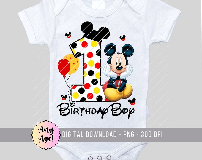 Printable Mickey 1st Birthday Digital File PNG JPEG - Etsy