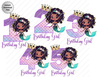 Numeri di compleanno sirena PNG Iron On, numeri sirena png, sirena PNG, compleanno sirena sublimazione, sirena nera 1° compleanno
