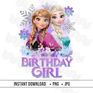 Gefrorene Geburtstag PNG, Elsa Geburtstagskind, Bügelbild für DTF Sublimation, Winter Schneeflocke Geburtstag, Gefrorene Elsa digitaler Download