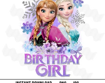Frozen Birthday PNG, Elsa Birthday Girl, Iron on Image for DTF