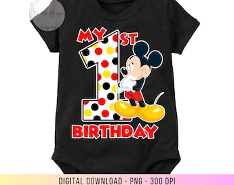 1st Birthday Mickey PNG, Birthday Boy Shirts Mickey, Iron On Heat Transfer, ONE Mickey, digital download 1st Mickey, Micky 1st