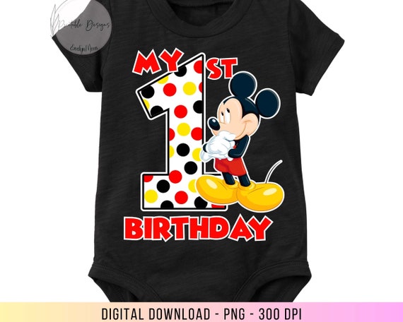 1st Birthday Mickey PNG, Birthday Boy Shirts Mickey, Iron on Heat