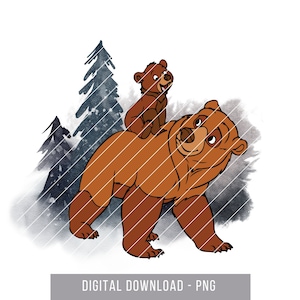 Bruder Bär Karte, Wand Kunst png, Digital Download Clip Art, Bruder Bär Karte und Briefpapier, Bruder Bär Geburtstag png, Rustikale Wälder png