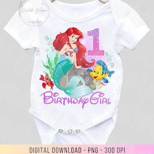 1st Birthday Ariel PNG, Birthday Princess iron On, Happy Birthday Png, Magical Birthday Instant download, Princess 1st birthday png