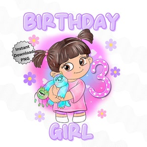 Monsters Inc 3. Geburtstag PNG, Boo Monsters Inc Geburtstag Shirt Digitales Bild, 3. Geburtstag Sublimation Monsters Inc, Boo Birthday Girl png