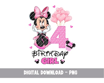 4th Birthday Minnie Mouse Png, 4 Birthday PNG, Minnie Birthday PNG, Minnie Sublimation Birthday, Birthday Png, 4th Birthday Png Pink Minnie