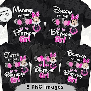 Minnie 1º aniversário PNG, Imagens de família para sublimação DTF 1º Minnie, Download digital de aniversário, Camiseta de aniversário de férias reino mágico 1