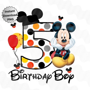 Mickey 5º cumpleaños PNG, 5º cumpleaños hierro en imagen para sublimación, Png para 5º cumpleaños Mickey Mouse, Descarga instantánea 5º cumpleaños png