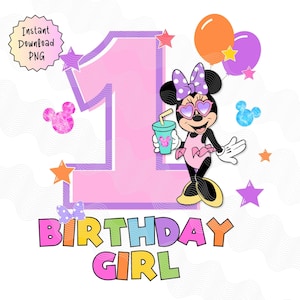 1. urodziny Summer Minnie Birthday PNG, Pool Party Mouse, 1. urodziny obraz do prasowania, Birthday Girl Png, Sublimacja na 1. urodziny