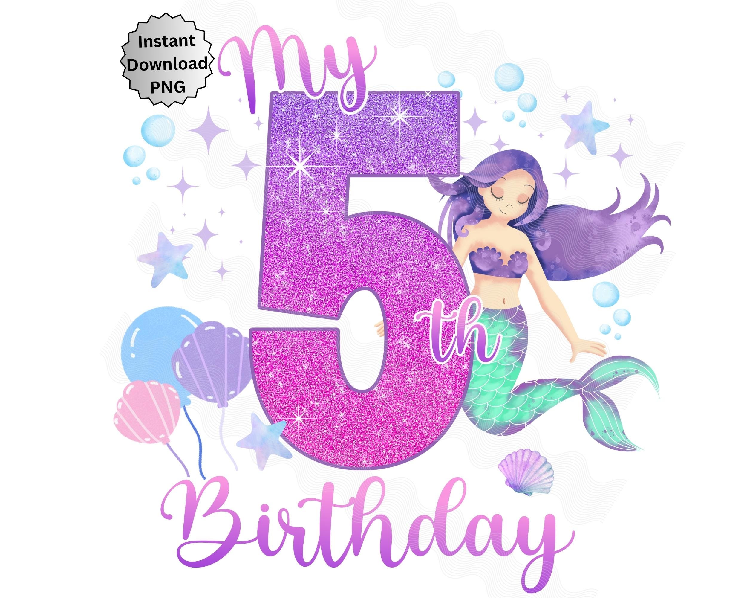 WeBenison Mermaid 5th Birthday Cake Topper - Under The Sea Theme With Octopus & Number 5 - View #7