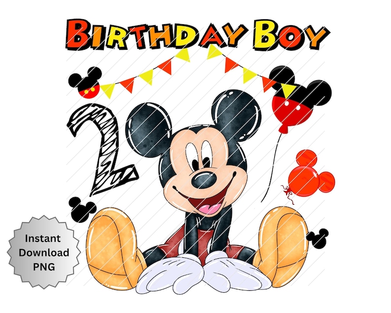 Musse Pigg png, 2-årsdag png, Musse Pigg födelsedagsgrafik, Musse Pigg sublimeringsfödelsedagsgrafik, födelsedag png, 1-årsdag png bild 1