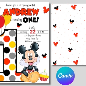 Editable Mickey Mouse Birthday Invitation, Printable Invitation Mickey ...