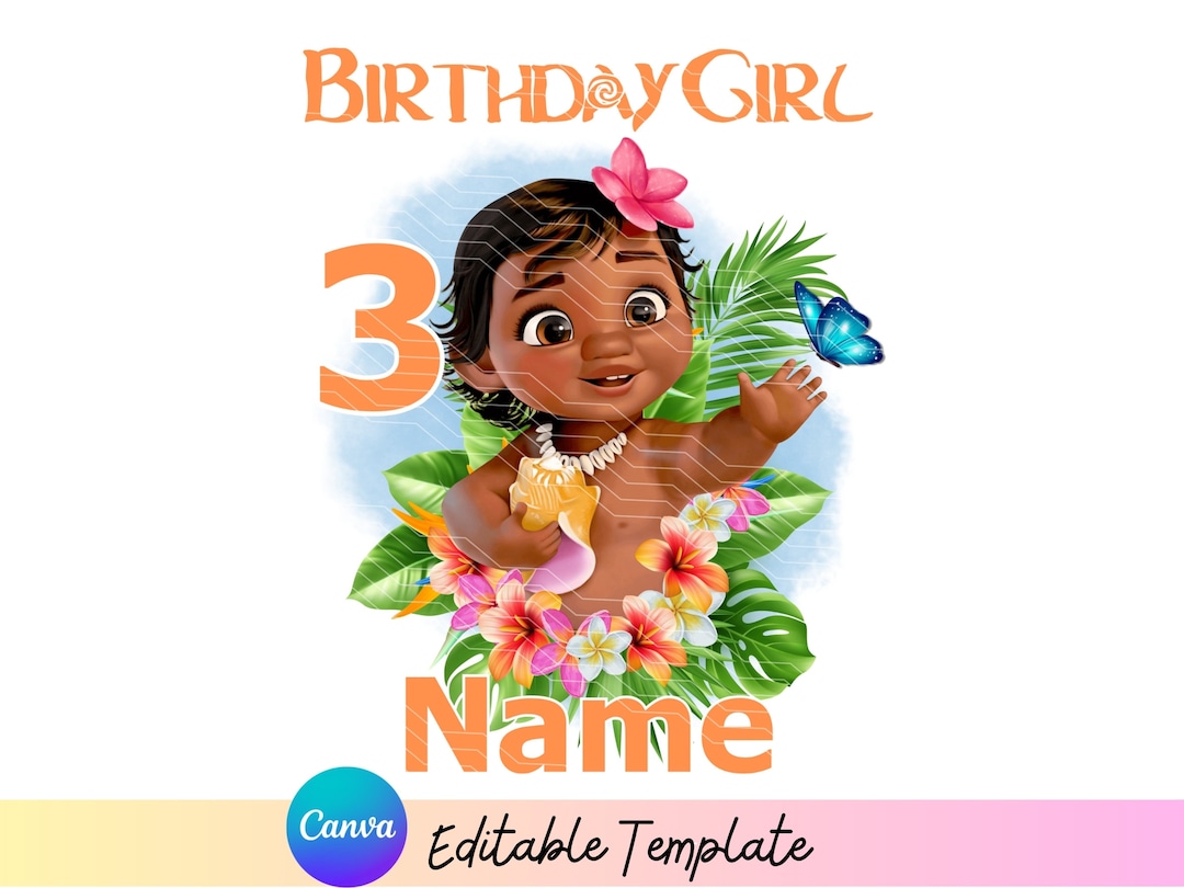 Editable Birthday Shirt Moana, Magic Kingdom Princess Iron On, Happy ...