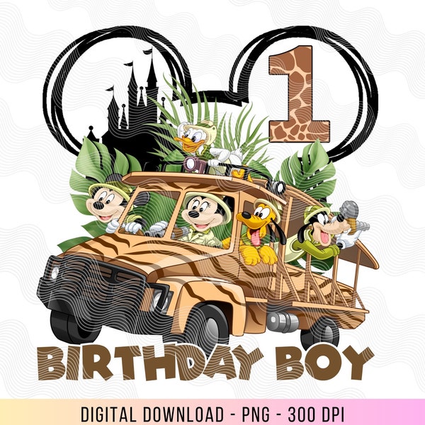 Mickey and Donald 1st Birthday png, Birthday Boy Safari 1st Birthday Shirt, Iron On 1st, Safari Mickey Mouse 1, Mickey Jungle Theme