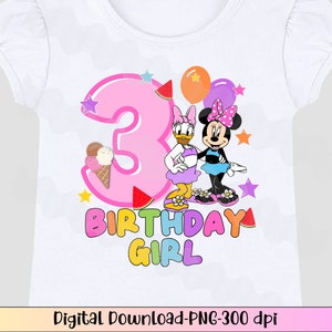 Minnie en Daisy 3e verjaardag PNG, Minnie en Daisy Iron On, download Minnie en Daisy, Summer Minnie 3e verjaardag, Pool Minnie Verjaardag