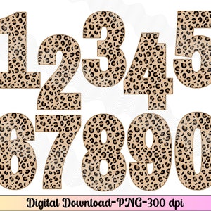 Cheetah Print Numbers, Numbers for Sublimation, Birthday numbers, Giraffe clipart Numbers 0-9 PNG, Clip art Numbers, Numbers Giraffe theme