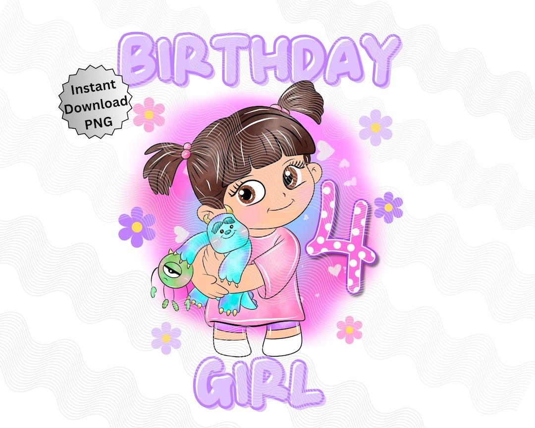 Booちゃん様　オーダー専用ページ Monsters Inc 4th Birthday PNG, Boo Monsters Inc Birthday Shirt