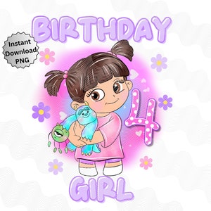 4e anniversaire de Monsters Inc PNG, Image numérique de chemise d'anniversaire de Boo Monsters Inc, 4e anniversaire de Sublimation Monsters Inc, Boo Birthday Girl png thumbnail