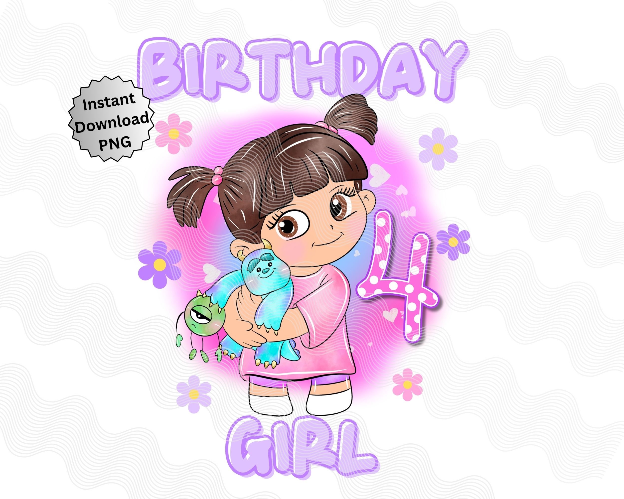 Monsters Inc 4th Birthday PNG, Boo Monsters Inc Birthday Shirt