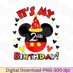 Es ist mein 2. Geburtstag Mickey Aufbügeln, Geburtstag PNG, Geburtstagskind Shirt Grafiken 2., Junge Mickey 2., Nummer 2 png, Geburtstag 2 Junge, Mickey