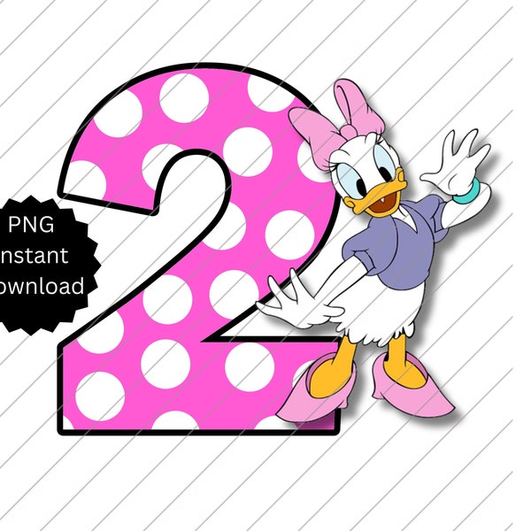 2nd Birthday Daisy Duck Png, 2nd Birthday PNG, Daisy Birthday Graphic, Daisy Duck Sublimation Birthday Graphics, Birthday Png, Daisy Duck 2