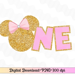 PNG rosa e glitter 1° Minnie, ONE Minnie 1° compleanno, 1° camicia di compleanno per ragazze, Topo un compleanno, 1° compleanno, Compleanno ragazza 1