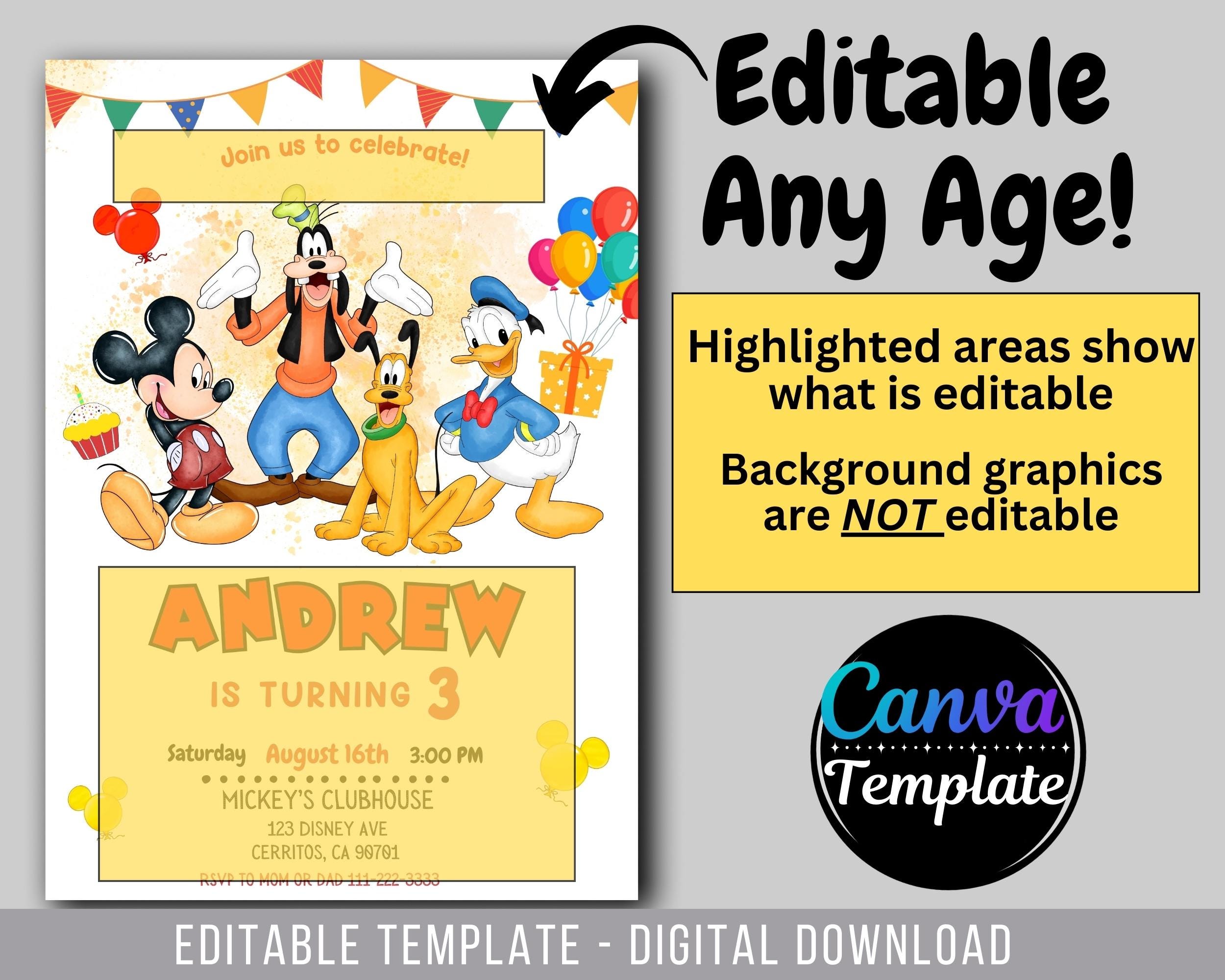 Mickey and Friends Birthday Invitation Mickey Mouse Clubhouse Birthday ...