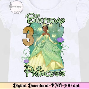 Princess Tiana 3rd birthday PNG, Princess Birthday 3, Birthday Mädchen Shirt Aufbügeln, 3rd birthday Tiana, Birthday Princess 3rd birthday png