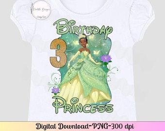 Princess Tiana 3rd birthday PNG, Princess Birthday 3, Birthday girl shirt iron on, 3rd birthday Tiana, Birthday Princess 3rd birthday png