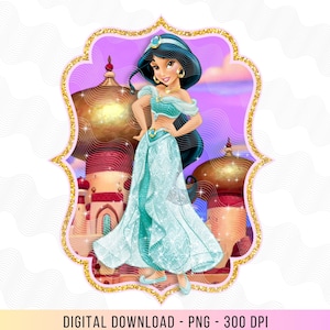 Princesse Jasmine anniversaire chemise PNG, anniversaire princesse fer sur, joyeux anniversaire Png, anniversaire magique téléchargement immédiat, décoration de gâteau au jasmin