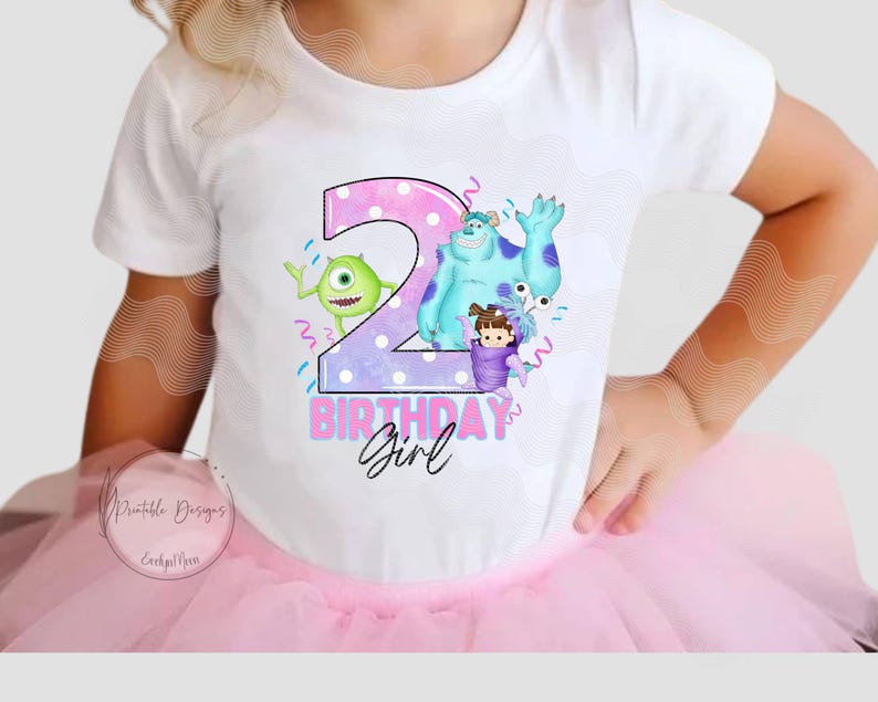 Baby Boo Number Two 2nd Birthday Monsters Inc PNG Boo Birthday Girl Iron on Image for DTF ...
