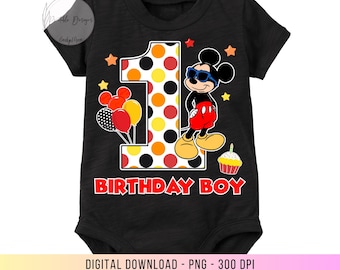 1st Birthday Mickey PNG, Birthday Boy Shirts Mickey, Iron On Heat Transfer, ONE Mickey, digital download 1st Mickey, Micky 1st