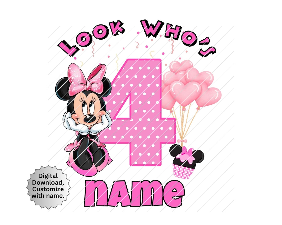4th Birthday Minnie Mouse Png 4 Birthday PNG Minnie Birthday Etsy