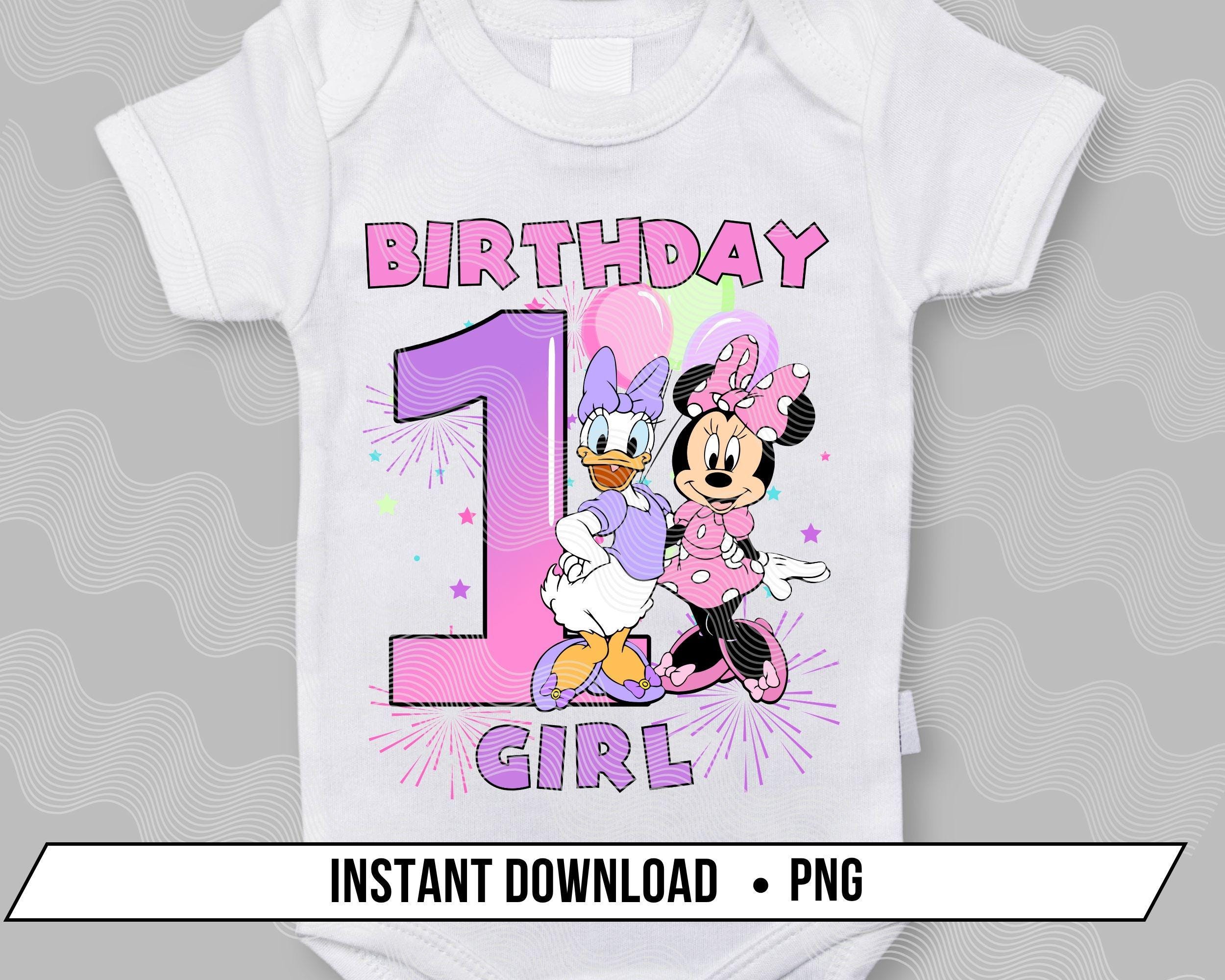 1歳の誕生日ミニーとデイジーPNG、ハッピーバースデーバケーションTシャツ昇華画像DIY DTF、マジカルキングダムデイジーPNG、ミニーとデイジーの リボン - Etsy 日本, image size:2500x2000