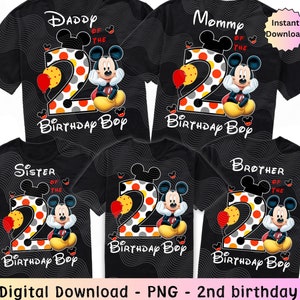 2nd Birthday Mickey PNG, Birthday Family Shirts Mickey, Iron On Heat Transfer Mickey, Mommy of the Birthday Boy, Mickey Family Bundle