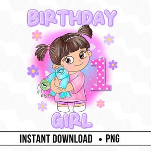 1. Geburtstag Boo Monsters Inc PNG, Monster Inc Geburtstagskind, Eisen auf Geburtstagsbild für DTF Sublimation