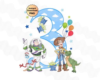 3rd Birthday Boy Toy Story PNG, Woody's Roundup png, Birthday Boy Shirt Woody and Buzz, Number 3