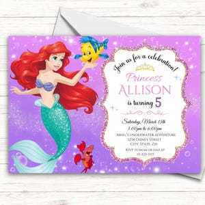 Little Mermaid Birthday Invitation, Ariel Birthday Invite, Editable Mermaid Birthday Invitation, Birthday Invitation for girls Mermaid Ariel