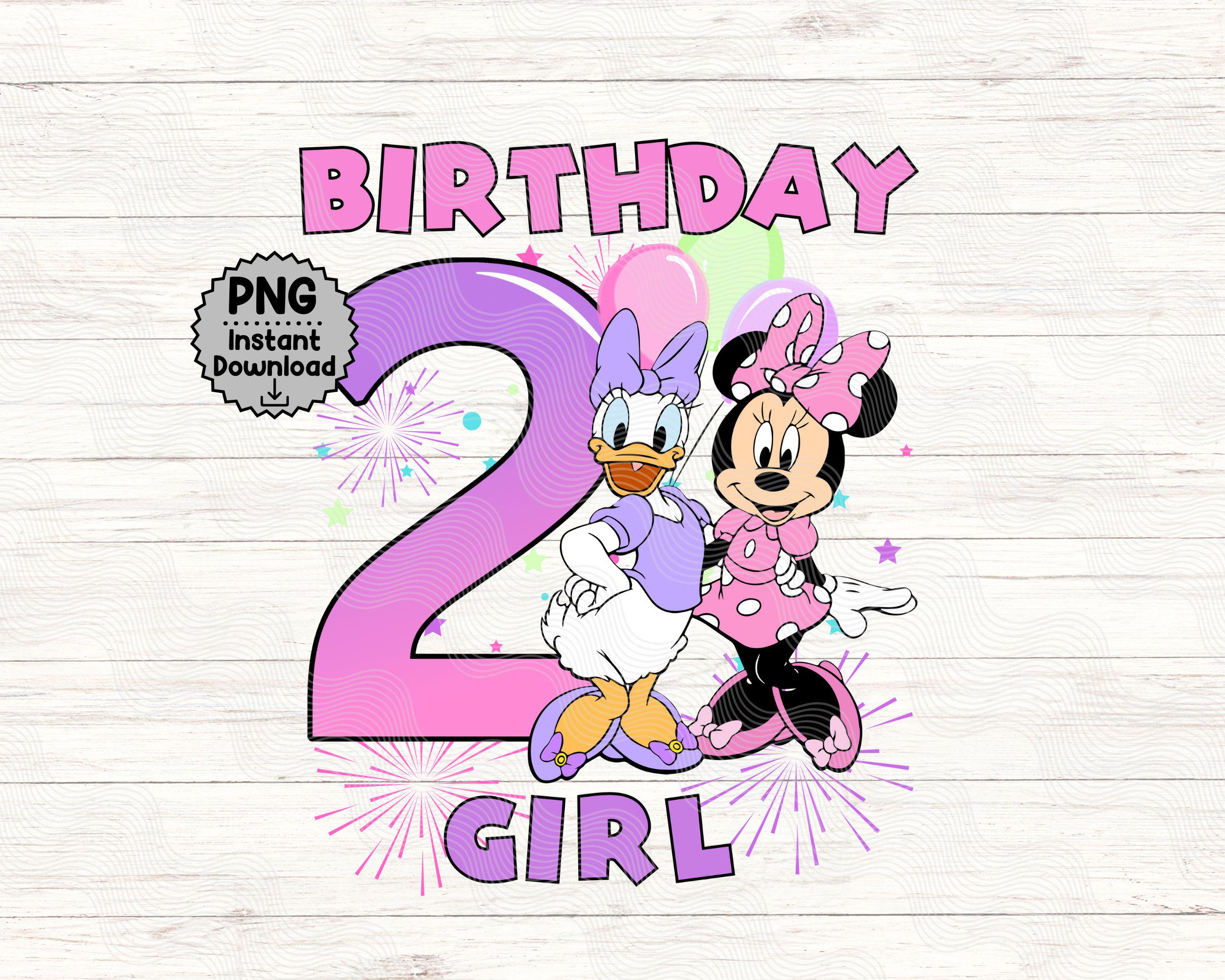 ミニーとデイジーの2歳の誕生日PNG、ハッピーバースデーバケーションTシャツ昇華画像DIY DTF、マジカルキングダムバケーションpng、ミニーと デイジーのリボン - Etsy 日本, image size:2500x2000