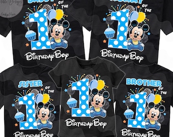 Bebé Mickey 1er cumpleaños PNG, Camisas familiares de cumpleaños Mickey, Hierro en transferencia de calor 1er cumpleaños, Mamá del cumpleañero Mickey mouse,