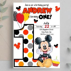 Editable Mickey Mouse Birthday Invitation, Printable Invitation Mickey ...