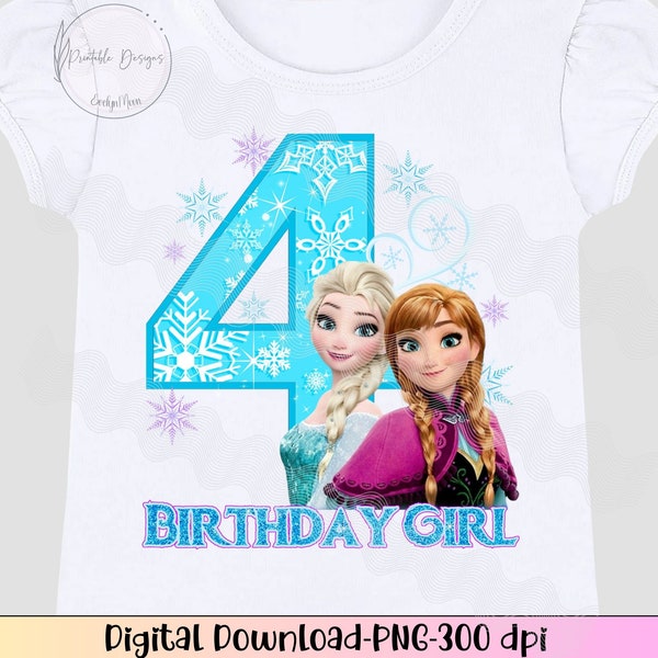 Frozen 4th Birthday Png, Iron On 4th Birthday, Magic Kingdom Birthday Princess iron On, Happy 4th Birthday, Happy Birthday Iron On Frozen