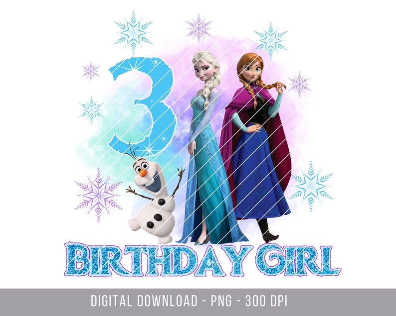 Frozen 3rd Birthday Iron On, Frozen PNG, 3rd Birthday Shirt PNG, Magic Kingdom Princess iron On, Happy Birthday Png, Happy Birthday Iron On image 2