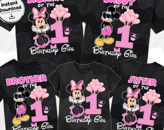 Minnie 1st Birthday PNG, Family images for sublimation DTF 1st Birthday Minnie, Digital download 1st birthday, Mommy, Daddy of birthday girl