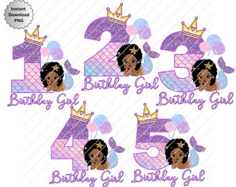 Numeri di compleanno sirena PNG Iron On, numeri sirena png, sirena PNG, compleanno sirena di sublimazione, sirena nera 1 ° compleanno