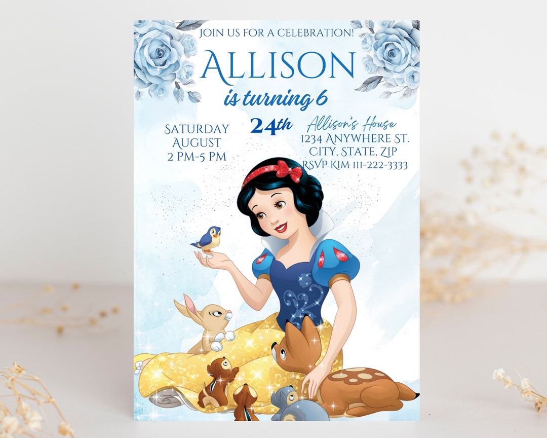 Editable Snow White Birthday Invitation, Girls Birthday Invitation ...