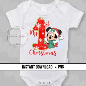 1st Christmas Minnie Png Baby's First Christmas 1st Iron on Birthday ...