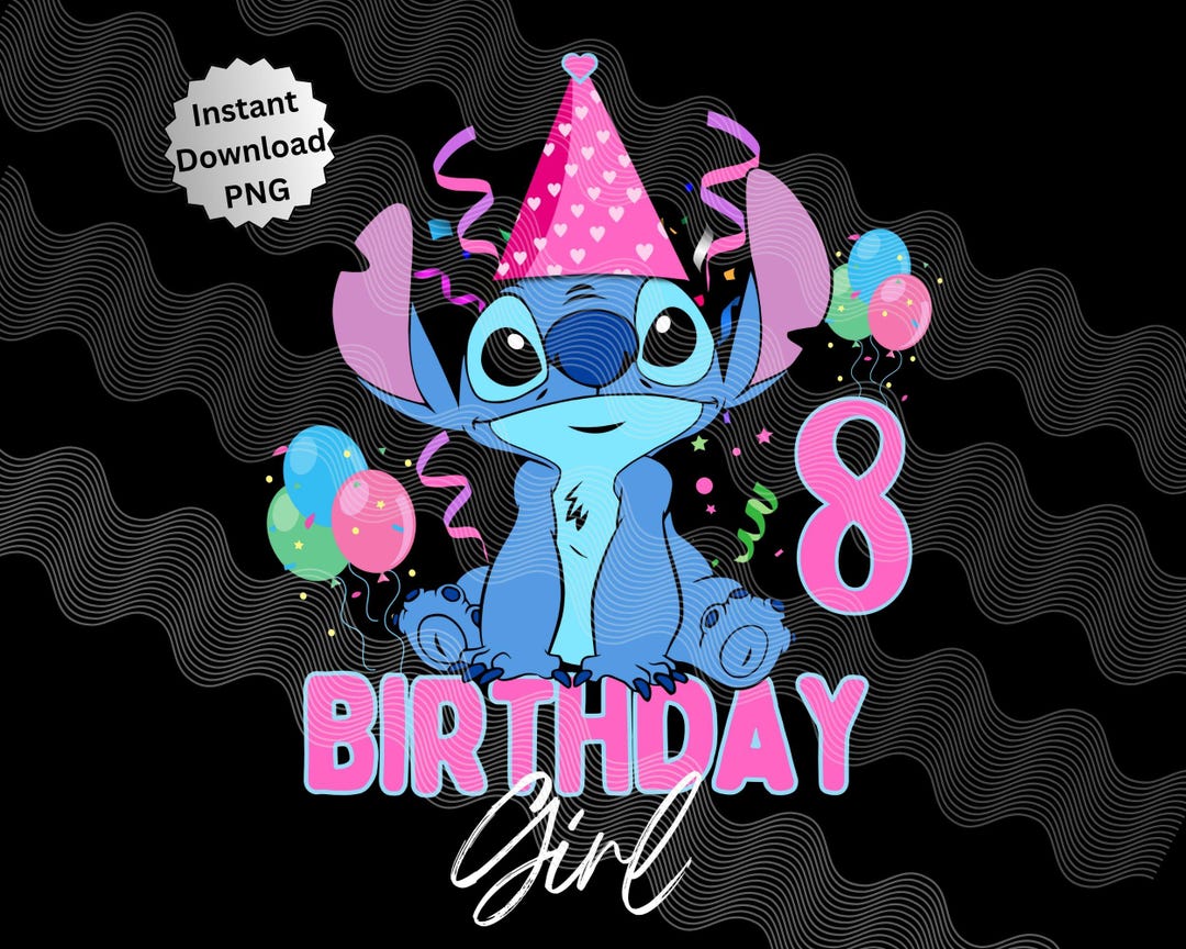 スティッチ 8 歳の誕生日 PNG、誕生日の女の子スティッチ